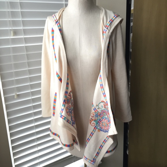 New NWT THML cream embroidered open hood jacket S - Picture 14 of 14